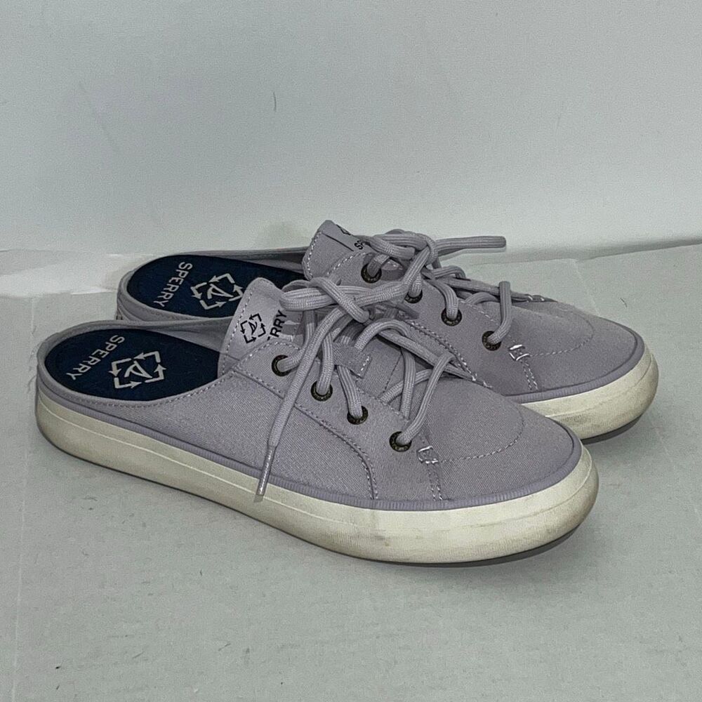 Sperry Women's Lilac Crest Vibe Canvas Slip-On Lace Up Mule Sneakers Size 7‎
